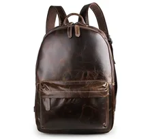 Real Genuine Leather Vintage Backpack Men School Male Black / Chocolate Fashion Leisure Men’s Travel Bags Daily Backpacks J7273