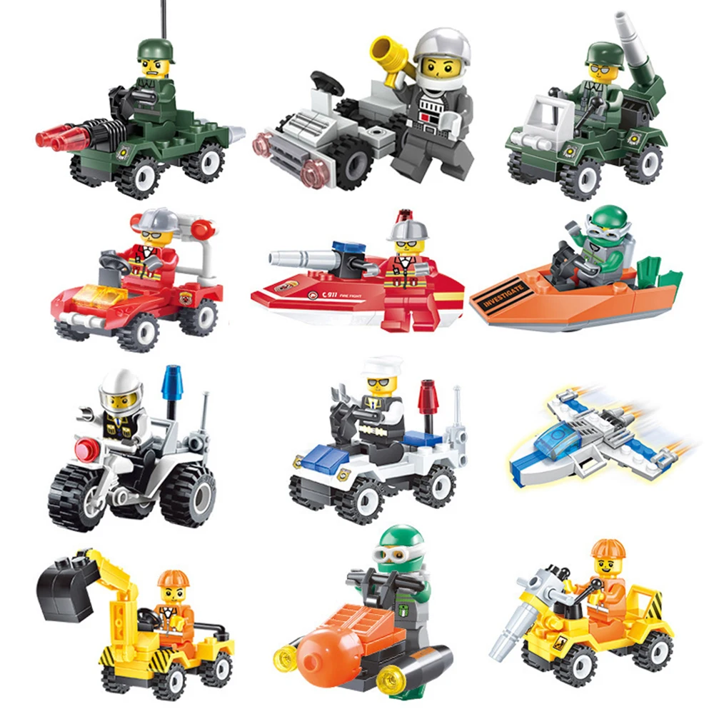 

Creative Educational Building Blocks Toys For Children City Police Engineering Tank Navy Seals Space Series Small Bricks