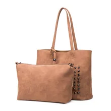 Mujeres de Los Bolsos Diseñador de lujo Remache Borla 2 Sets Bolsas Compuestas Bolsos de Las Señoras bolsas de Asas Casual Bolso de los bolsos de Señora T486