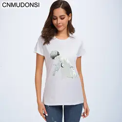 CNMUDONSI футболка 2019 Новый Для женщин летом О-образным вырезом Футболка Качественный хлопок футболка Женская Harajuku женские топы, футболки
