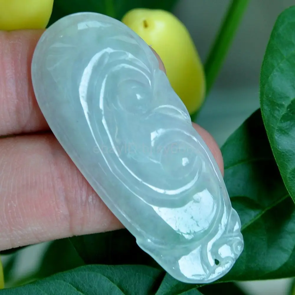 

Natural"Grade A"Light green+Light purpleEmerald Jade Pendant~Faucet ~RUYI 10.19