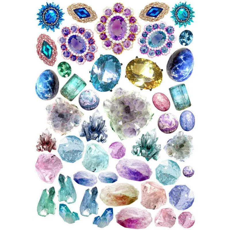 

2 PCS Gemstone Crystal Ore DIY Uncut Autocollant Stationery Scrapbooking Planner Sticker Cute Travel Bullet Journal Supplies