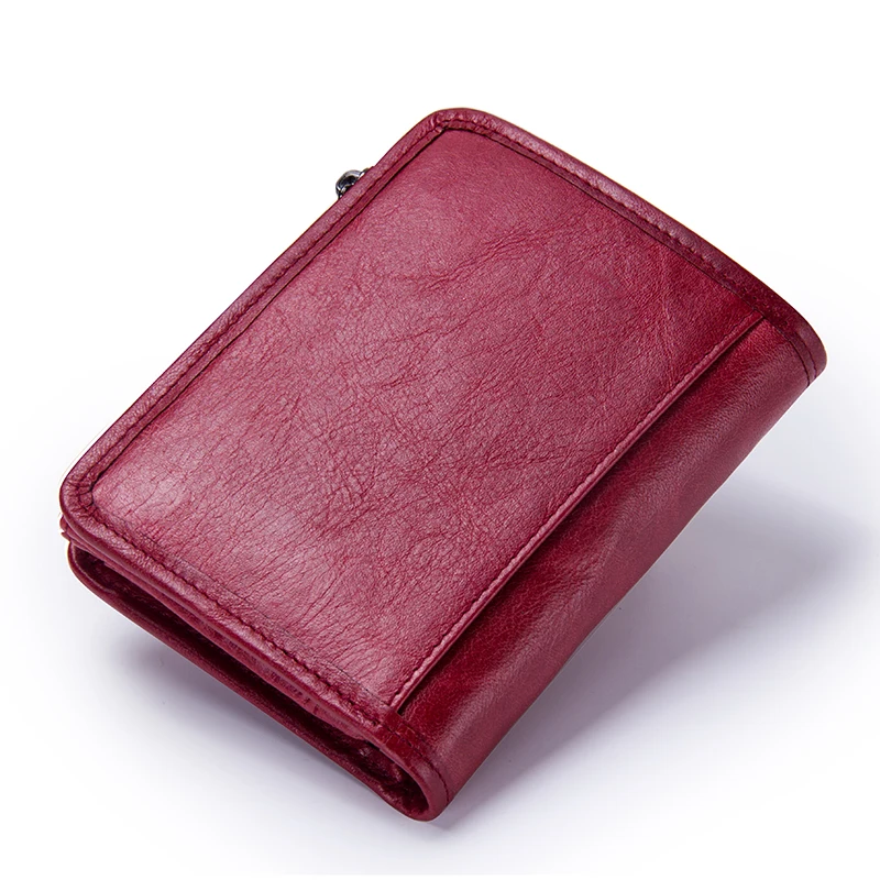 Koop Contact s Nieuwe Lederen Portemonnee Voor Vrouwen Vintage Merk Kleine Korte Dames Portemonnee Rits Pocket Coin Organizer Portefeuilles Rood