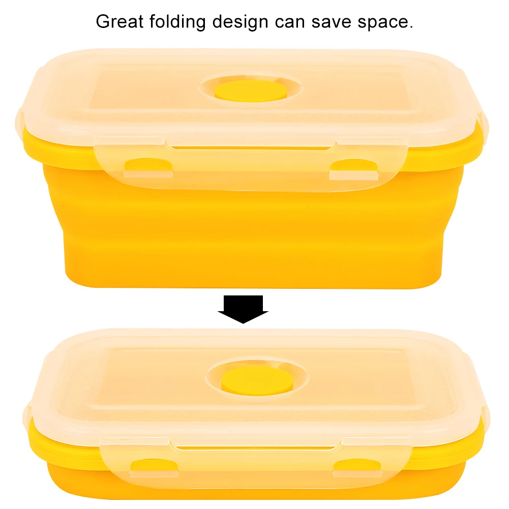 Силиконовый складной контейнер для хранения еды герметичная складная коробка 500 мл устойчивое бесплатное хранение еды для кемпинга Pinic