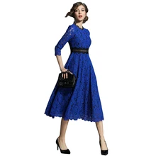

Fashion Blue Dress Women Elegant Sweet Hallow Out Lace Dress Sexy Party Slim Fit Summer Dresses Vestidos Red KHAKI