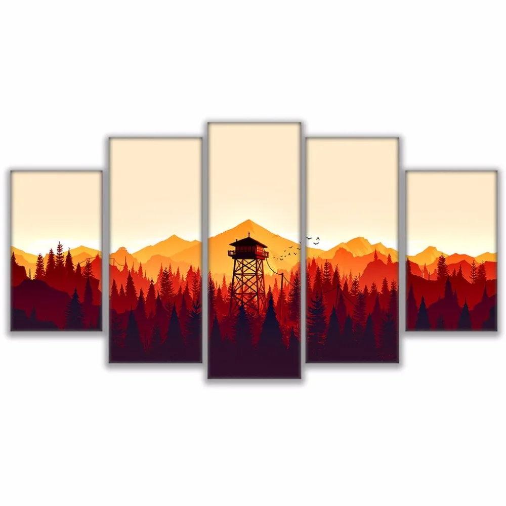 Modern-Frames-For-Painting-Modular-Cheap-Pictures-Wall-5-Panel-Game-Firewatch-Art-For-Living-Room (3)