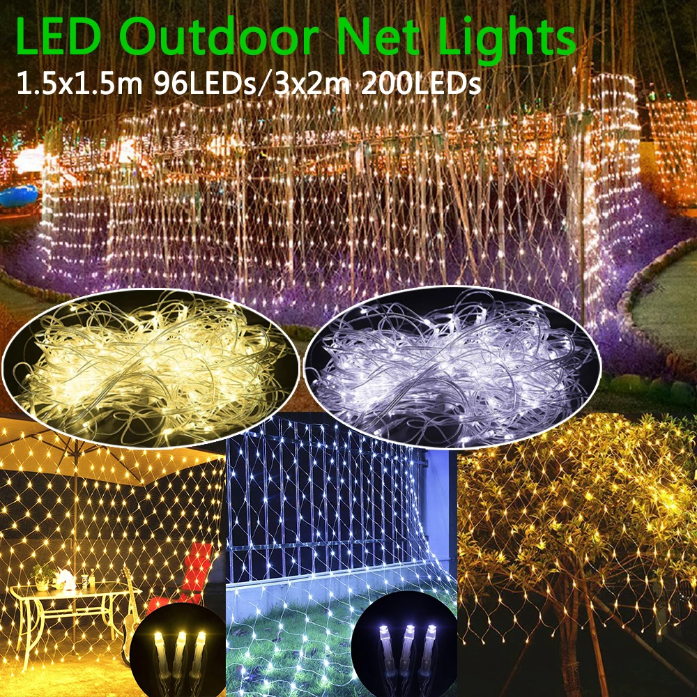 

LED Net Mesh String Light Outdoor Waterproof AC110V Chirstmas Wedding Party Holiday Decor connectable with Tail Plug D20
