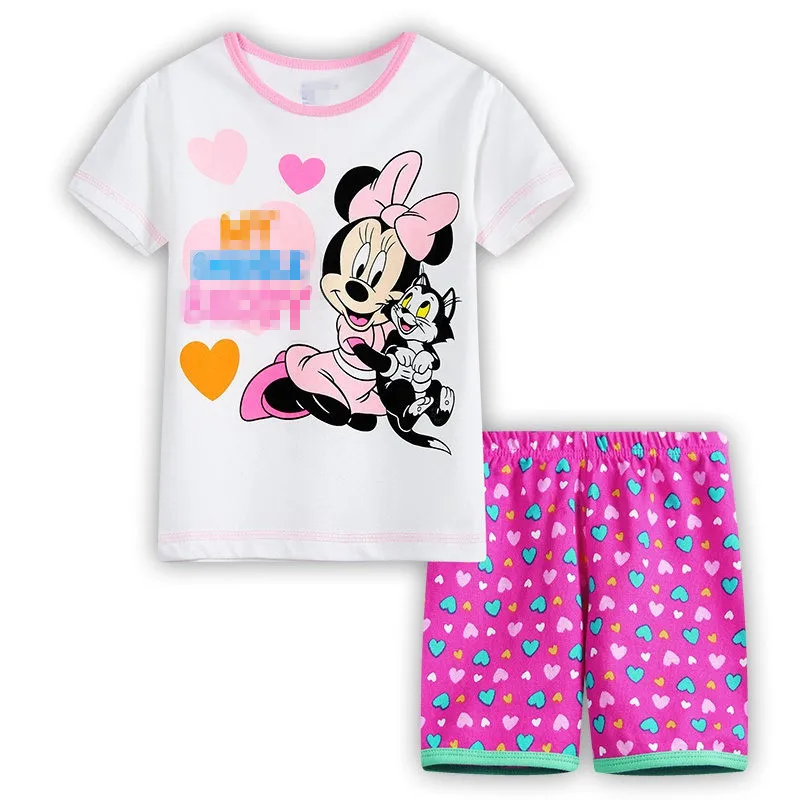 Новинка; комплект детской одежды; Пижама с короткими рукавами и рисунком для маленьких мальчиков; летние детские хлопковые пижамы; одежда для сна для мальчиков - Цвет: Розово-красный
