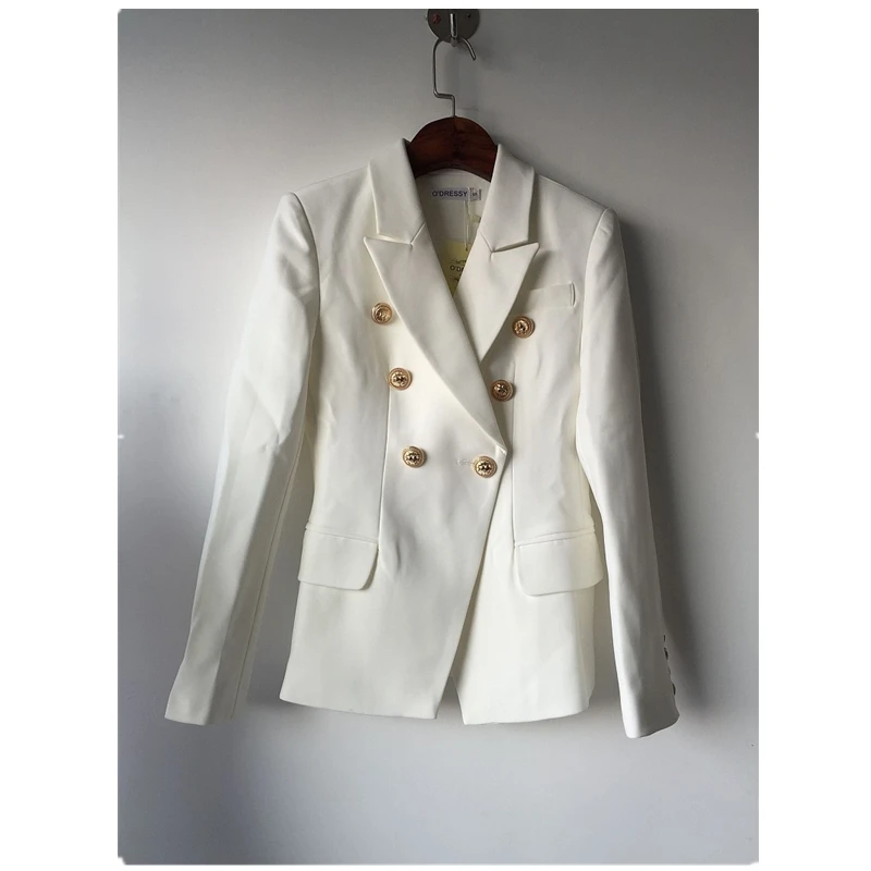 

Metal lion head buckle double-breasted women's suit 2019 explosion models high quality fashion office ladies commuter casual sui