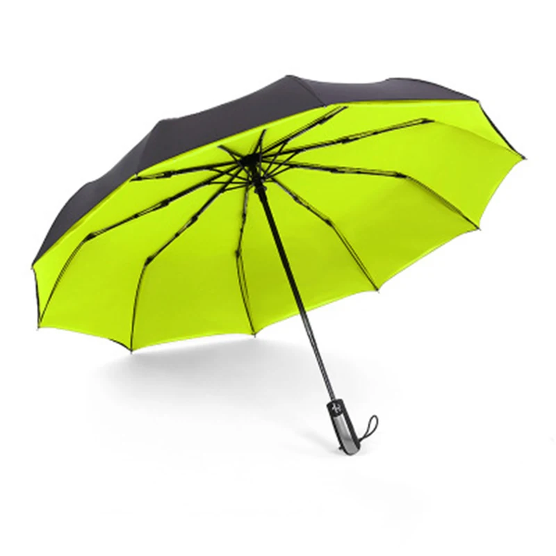 JESSE KAMM Полностью Автоматический Двойной Навес 190 т эпонж зонтик 3 складной 10 ребер стекловолокно Сильный ветрозащитный дождь для женщин и мужчин - Цвет: Yellow