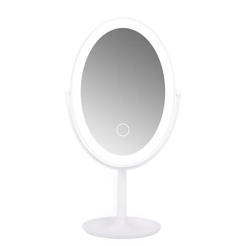 

1PC Desktop single-sided Smart LED Charging Mirror With Light Desktop Round Folding White fill-up Princess Makeup Mirror G0425