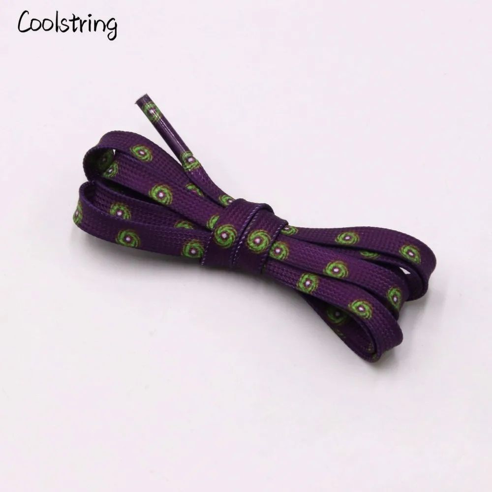 Coolstring Sublimated Printed Purple Shoelaces With Prints Green Hurricane Laces For Sneakers Shoes Boots Lanyard Accessories