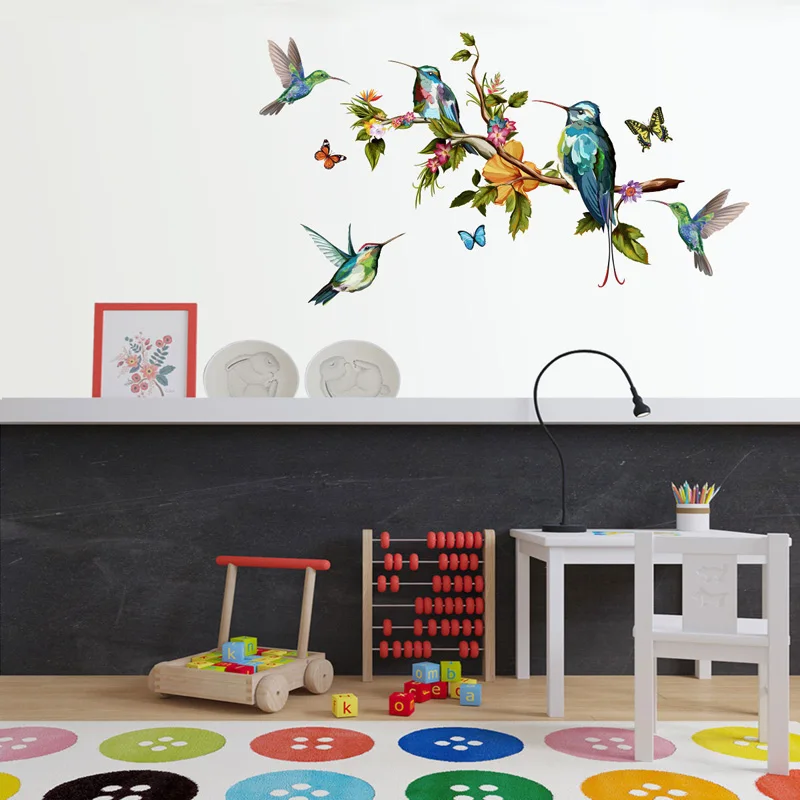 Разноцветные бабочки и птицы летающие настенные Стикеры для гостиной спальни декоративные обои настенные съемные наклейки s