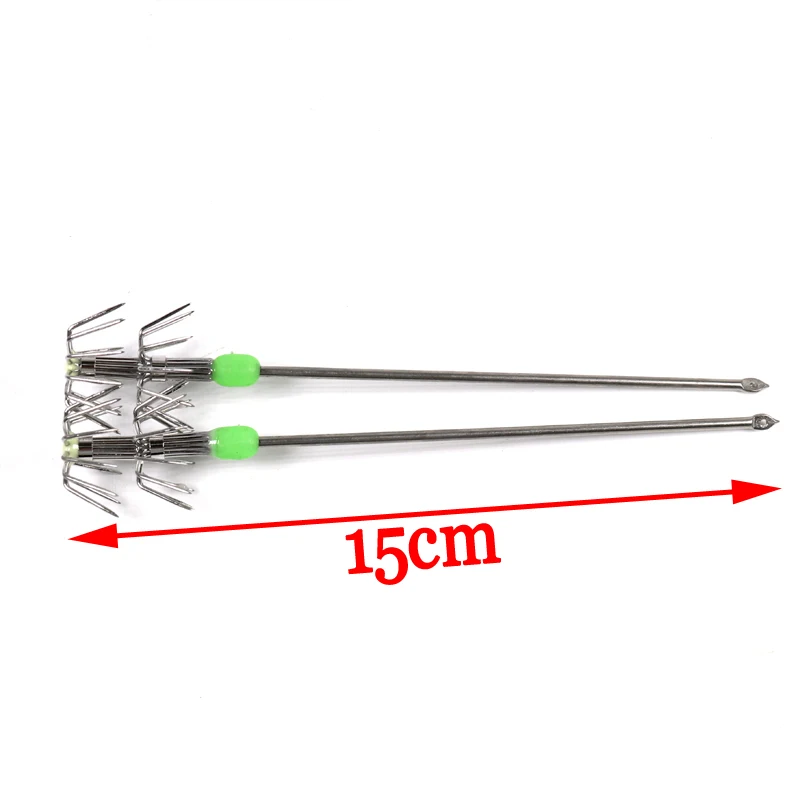 Wifreo 10 шт./лот 15 см светящийся зеленый из нержавеющей стали 2 этапа кальмаров Осьминог inkfish calamary рыболовные джиг крючки
