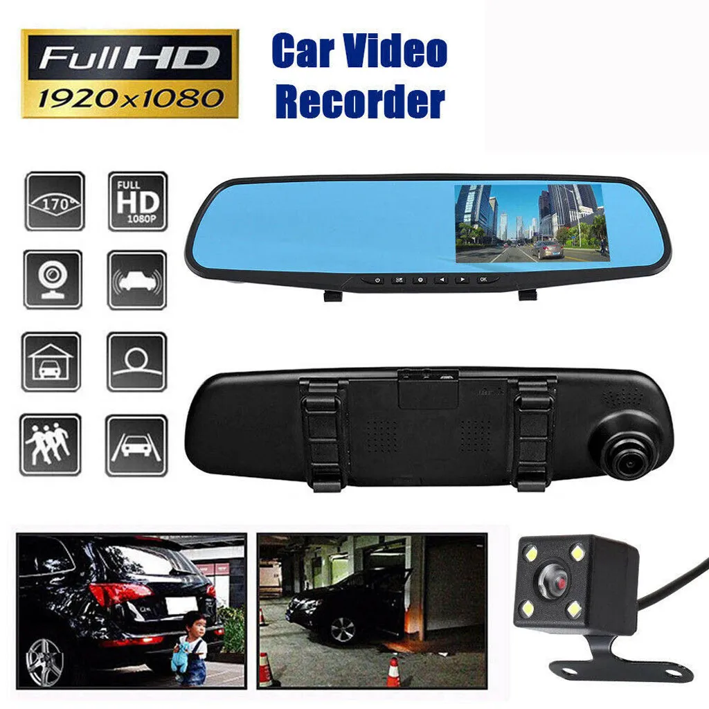 

4.3'' HD Dual Lens Car DVR Dash Cam Front and Rear Mirror Camera Video Recorder auto kamera samochodowa dashboard blackbox NEW