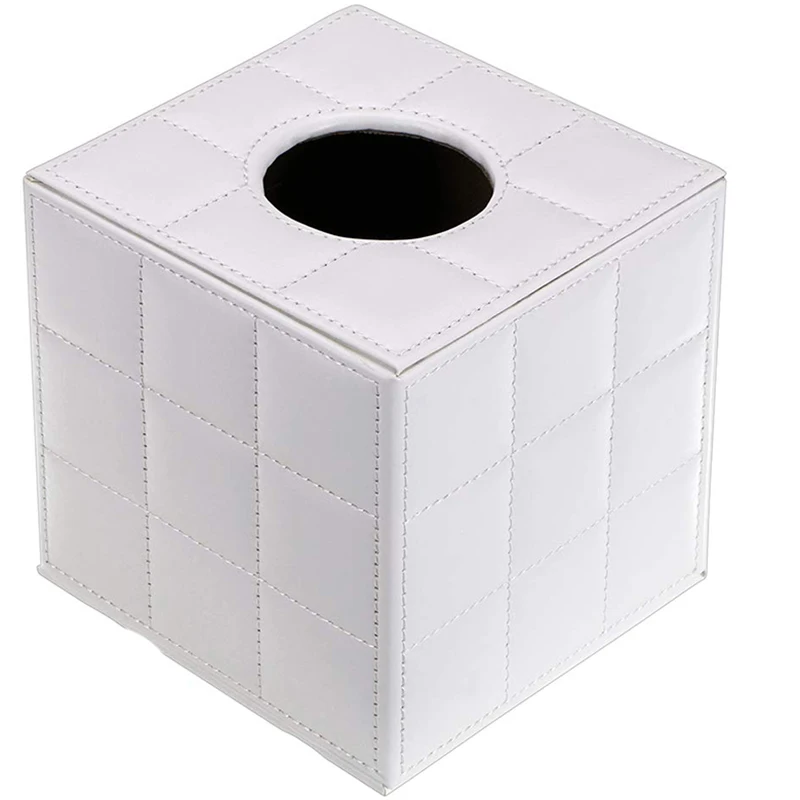 

Pu Leather Tissue Box Holder Square Napkin Holder Pumping Paper Case Dispenser Facial Tissue Holder With Magnetic Bottom
