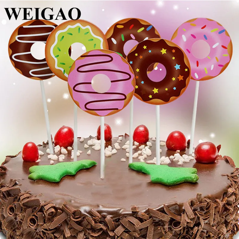 WEIGAO 6 шт. пончик Grow Up торт Топпер день рождения торт Декор вечерние принадлежности для детского душа первые топперы для торта на день рождения принадлежности