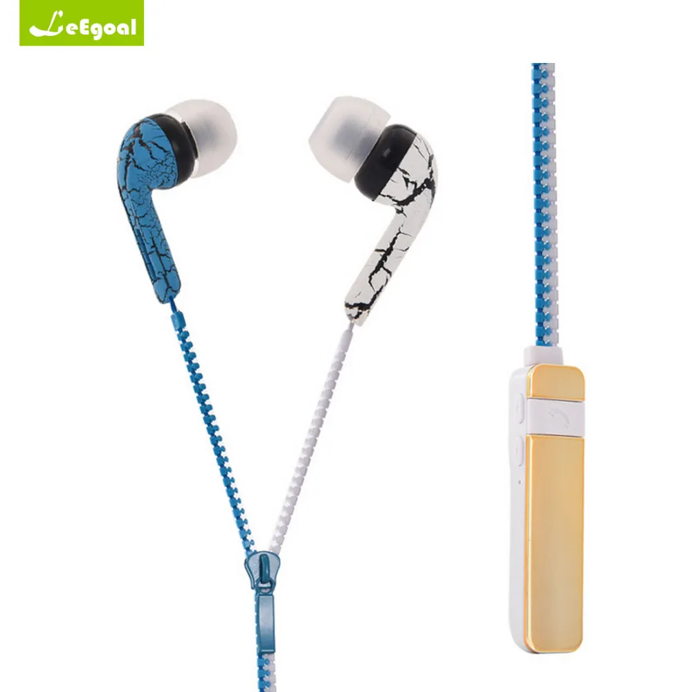 Zipper Earphones in ear Metal Bass Wireless Bluetooth Earphone 4.1 Zipper Earbuds Stereo Bass