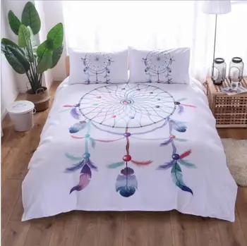 

Cilected 3D Dream Catcher Feather Duvet Cover Set With Pillowcase Bohemian Bedding Set Single Double Queen King 3Pcs No Sheet