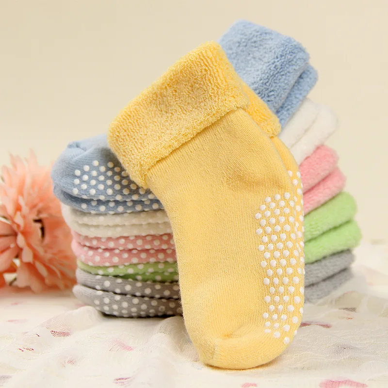 Ideacherry/детские носки унисекс с рисунком для новорожденных нескользящие носки с резиновой подошвой для девочек и мальчиков, хлопковые зимние носки-башмачки для малышей От 0 до 3 лет