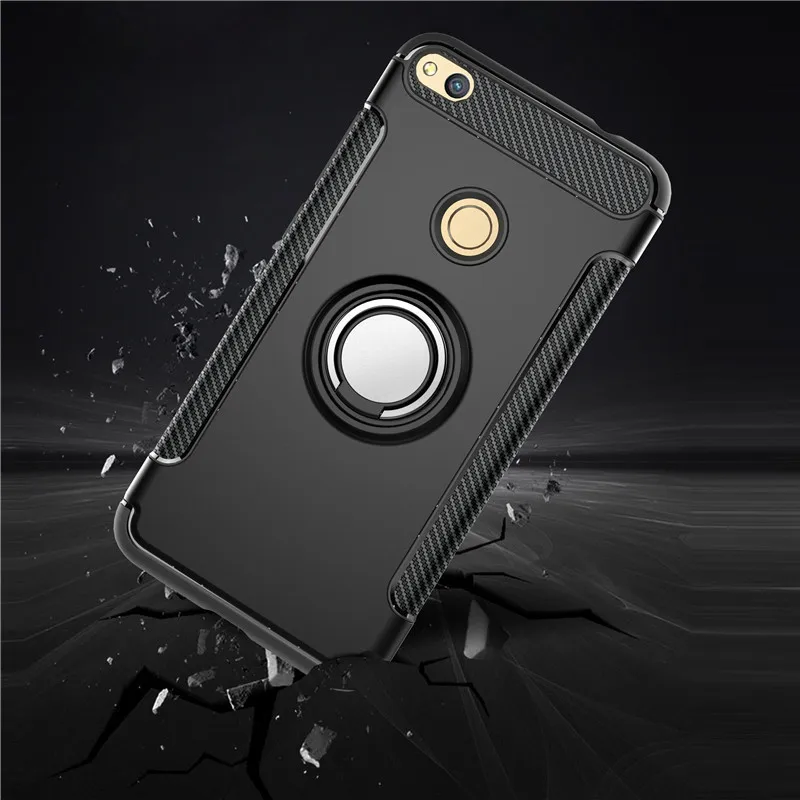 Для Huawei Honor 8 Lite чехол P9 P8 2017 TPU + PC ударопрочный с кольцом держателем для телефона