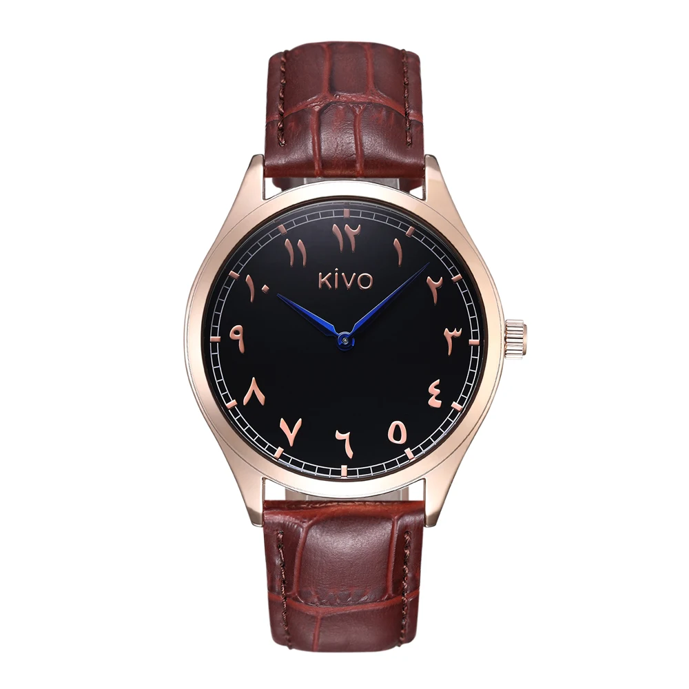 

Rose Gold Tone Black Face Kivo Brand Arabic Numeral Watch Japanese Movement
