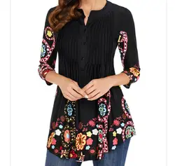 New Arrival Fashion Summer Three Quarter Slim floral long Shirt Female Casual Slim Plus Size Elegant Printed Blouse New Arrival Fashion Summer Three Quarter Slim floral long Shirt Female Casual Slim Plus Size Elegant Printed Blouse