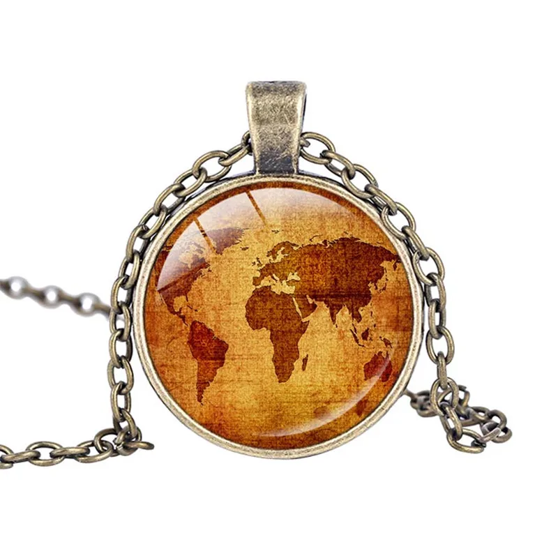 Hot glass dome jewelry Vintage Globe Necklace Earth World Map