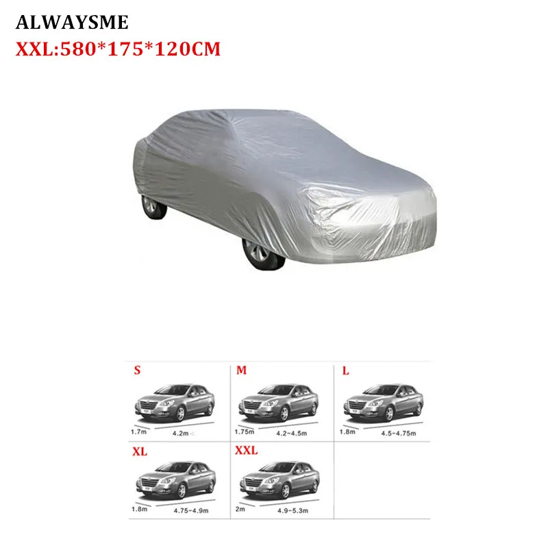 ALWAYSME Sedan полное покрытие для автомобиля, защита от ветра и пыли, устойчивая к царапинам, уличная УФ-защита, Размеры s m l xl XXL, пять размеров, подходит для всех автомобилей - Название цвета: XXL-Sedan