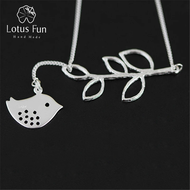 Lotus Fun реальные 925 серебро ручной работы Fine Jewelry прекрасной птицы листья ожерелье с