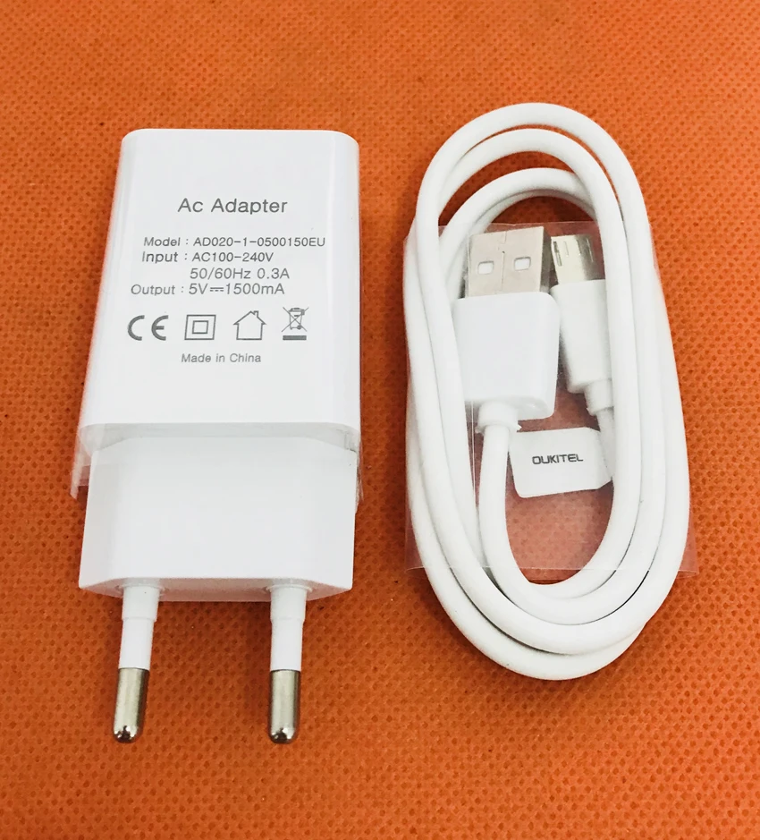 

Original Travel Charger EU Plug Adapter+ USB Cable for Oukitel K5 MT6737T Quad Core Free shiping