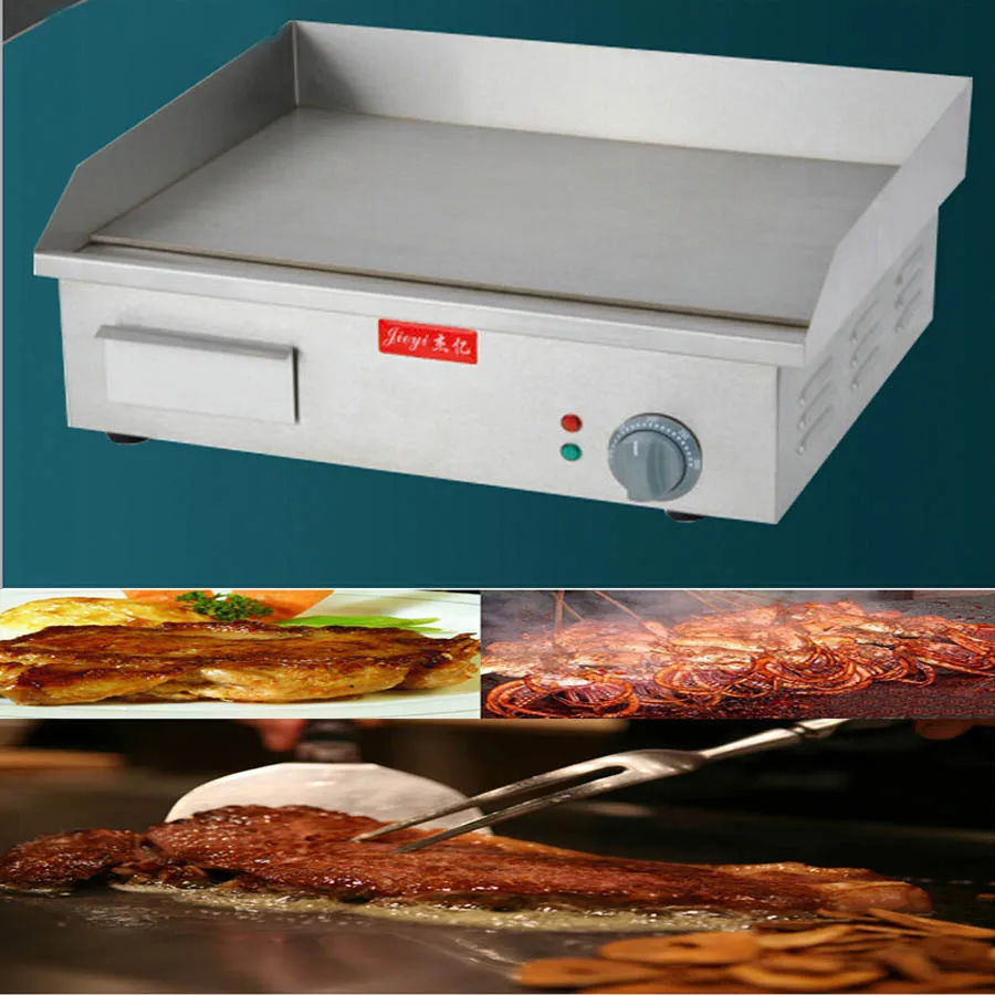 

Stainless Steel Flat and Grooved Electric Griddle Toast Grill Machine for Party Picnic FY-818A