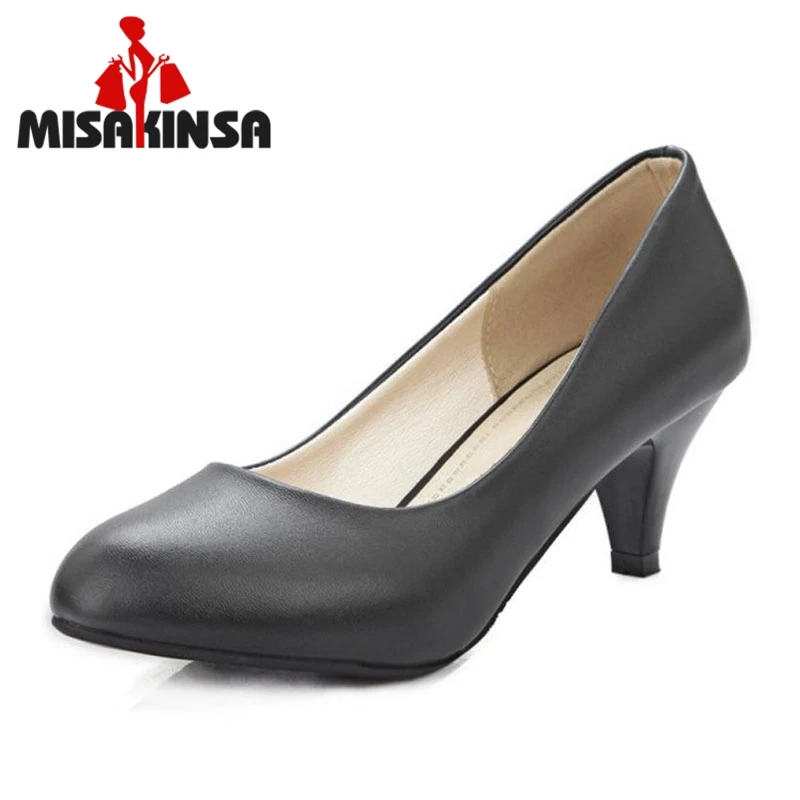 MISAKINSA Size 32 45 Office Lady Simple Shoes Women High Heel Shoes Round Toe Slid Color Spike