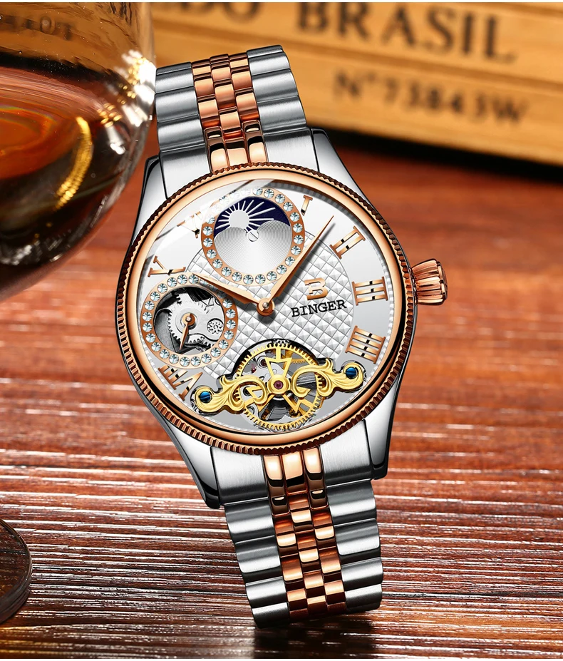 2018 новые механические мужские часы Бингер роль люксовый бренд Скелет наручные водонепроницаемые мужские сапфировые мужские reloj hombre B1175-3