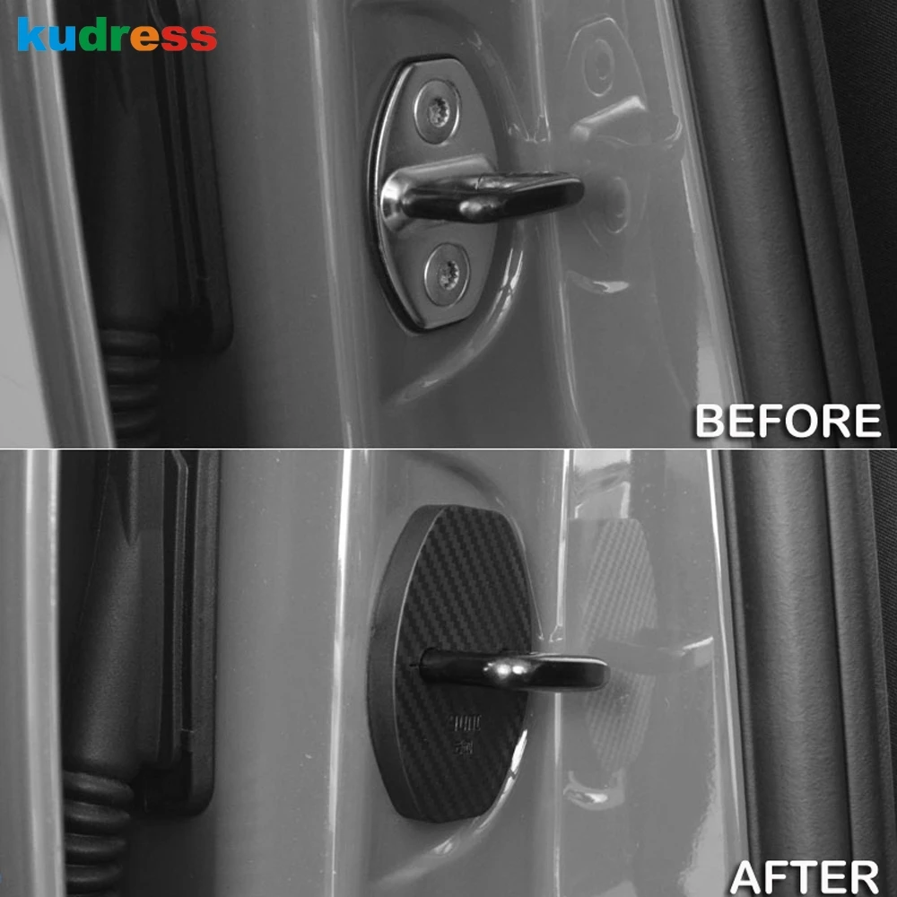 

For Kia Rio 4 X-line 2018 2019 ABS Carbon Fiber Door Check Arm Cover Door Lock Cover Striker Trim Anti-Rust Protective Case