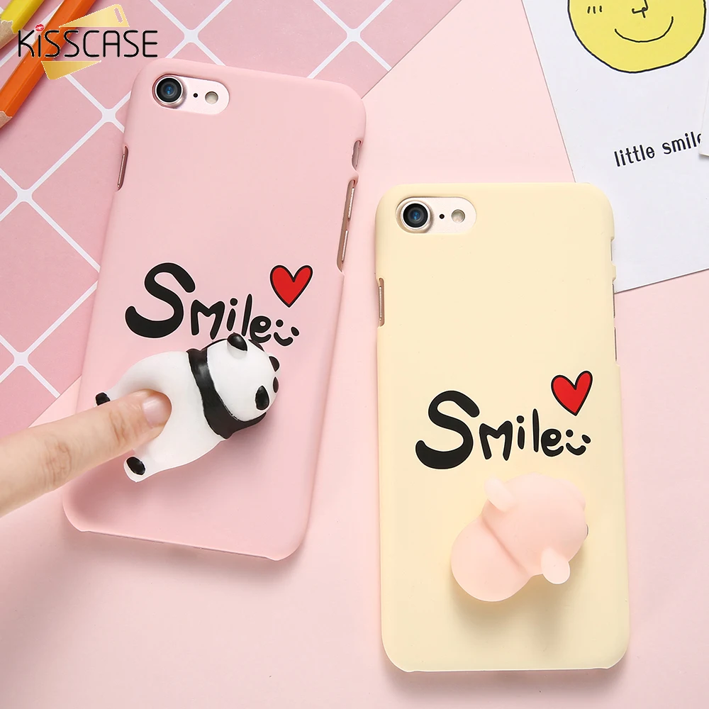 KISSCASE For iPhone 5 6 6S 7 8 Plus Case Cute Cat 3D Kneading Bag Cover S 5S SE Squishy Mobile Phone Cases |