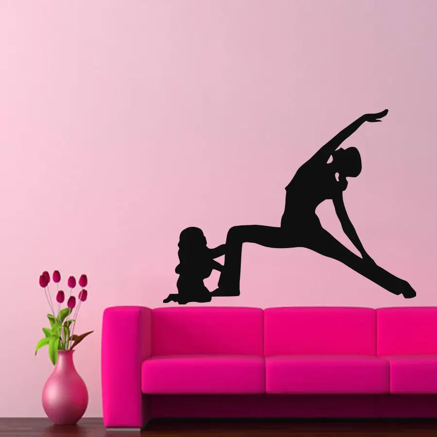 

Removable Quality Home Wall Stickers Vinyl Decals Child and Mother Yoga Sports Mural Room Decals CW-39