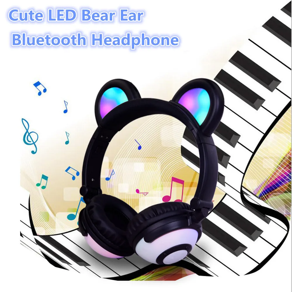 Новые Bluetooth наушники складные мигающие светящиеся медвежьи светодиодный