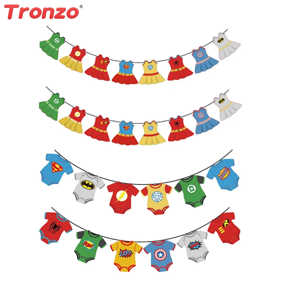 

Tronzo Birthday Party Banner Super Hero Boy Girl Paper Banners Baby Shower Decor For Birthday Party Decorations Kids Favors 2020