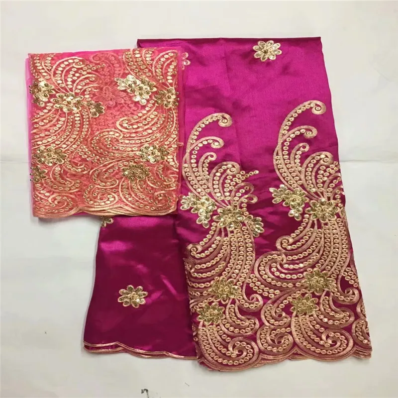 Multi Color African George Lace Fabric Beads Sequins Lace