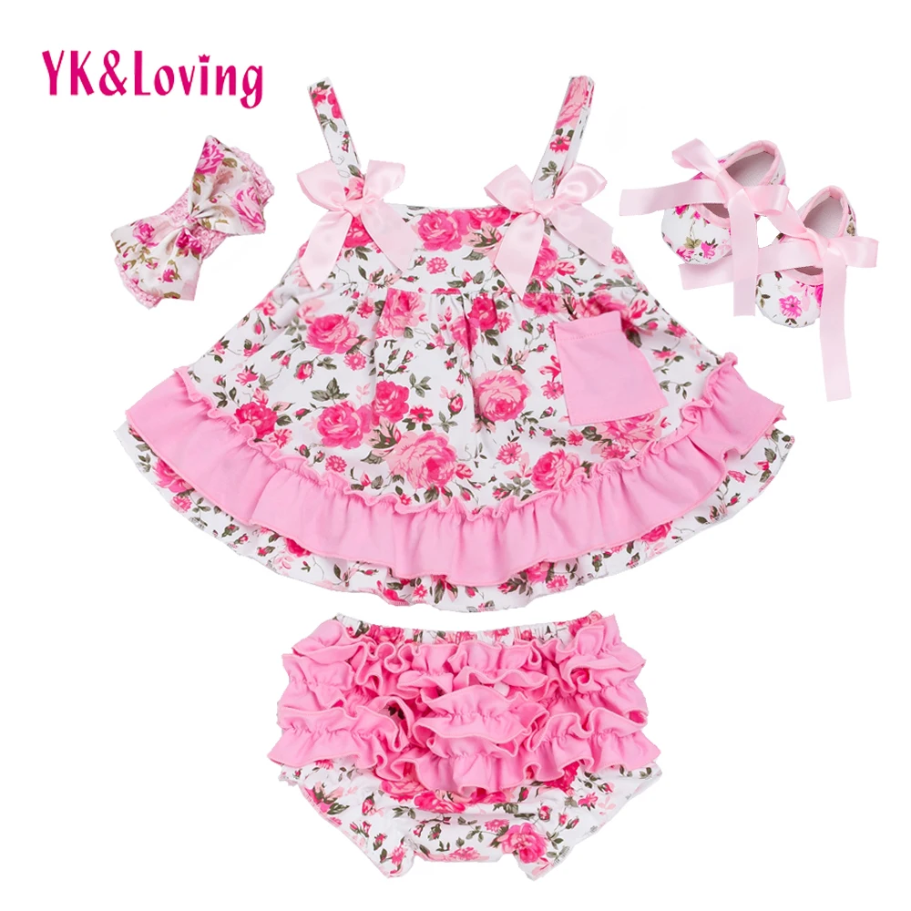 Summer Style Baby Swing Top Baby Girls Clothing Set Infant Ruffle Outfits Bloomer Headband Newborn Girl Clothes Sets цена Summer Style Baby Swing Top Baby Girls Clothing Set Infant Ruffle Outfits Bloomer Headband Newborn Girl Clothes Sets цены онлайн