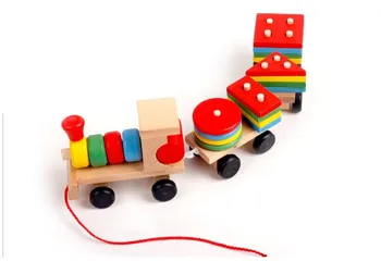 

Three blocks train Vehicle Blocks wooden educational baby toys