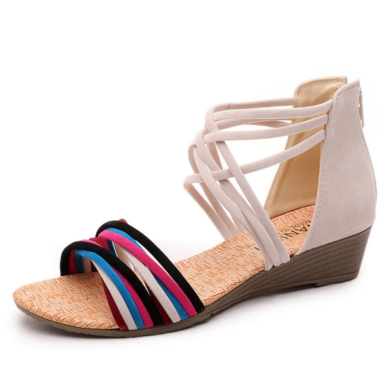 

New Summer Gladiator Women Sandals Causal Fashion Comfort Zip Women Flip Flops Non-slip Peep Toe Rome Retro Cross-tied