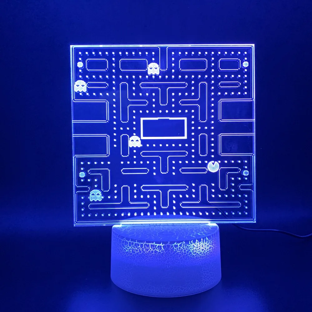 Игра PAC MAN 3D ночника украшение дома ремесла классный детский ночник яркая база сенсорный датчик Usb светодиодный 3d-ночник Pacman
