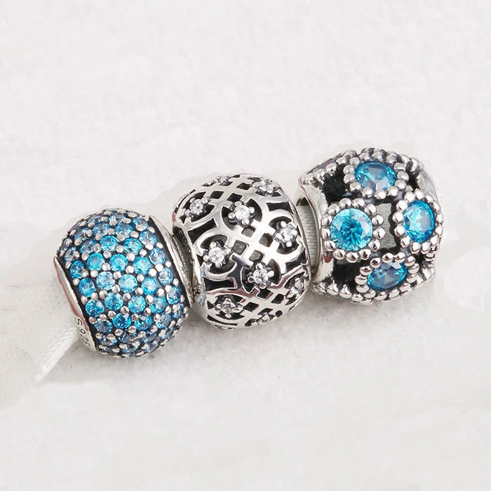 

Fits Pandora Charms Bracelet and Necklace 925 Sterling Silver charm sets sparkling balls Charm Jewelry DIY design Drop Shipping