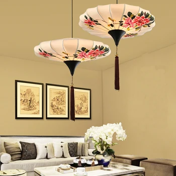 

Chinese cloth pendant lights aisle flower restaurant creative hand painted corridor antique lamps home lighting dropligh ZA ZS94