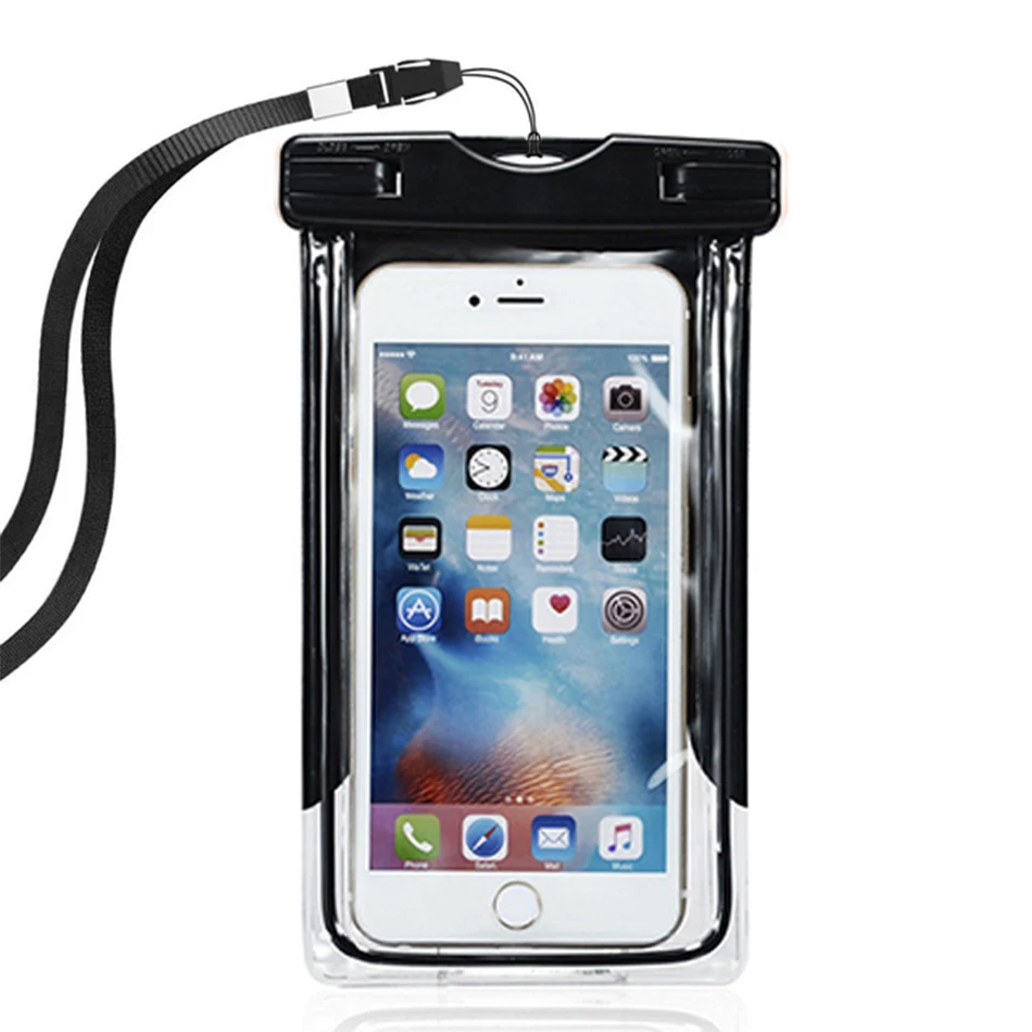 Водостойкий стрельба подводный камера крышка ручной дюймов 6,1 дюймов Универсальный телефонные чехлы водостойкий Чехол для Xiaomi Redmi huawei iphone X - Цвет: Black