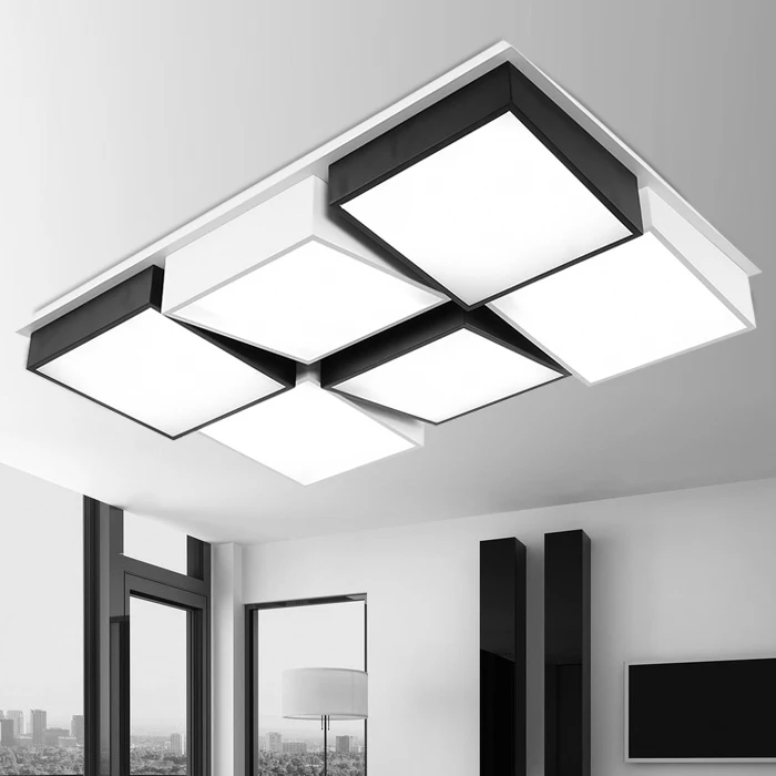 modern simple led acrylic ceiling lights geometry black rectangle light fixture