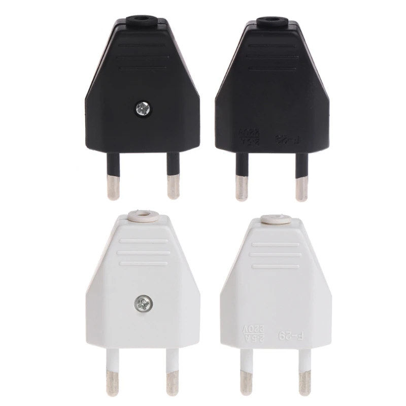 

2 Pcs German Type European 2 Pin Plugs Network Cables 2.5A 220V Electric Cont