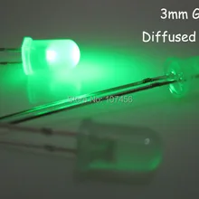 15000 шт. 3 мм зеленый Ультра яркий рассеянный зеленый светодиодный светильник 3 мм молочно-белый светодиодный объектив 3 мм Большой/широкоугольный зеленый светодиодный